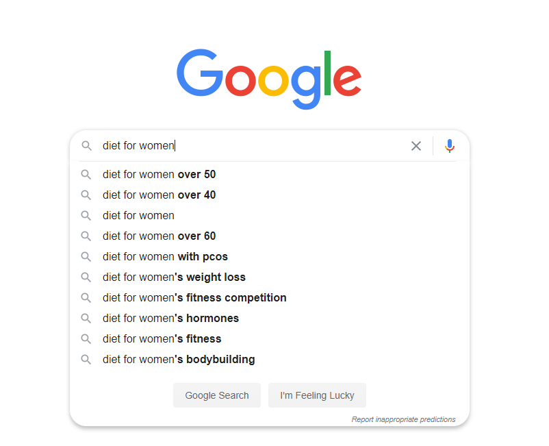 search diet for women