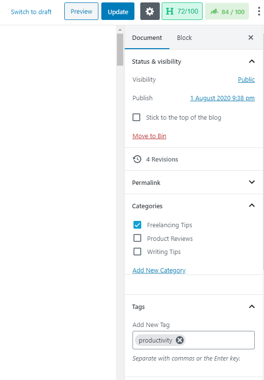 Adding Tags and Categories to a Post
