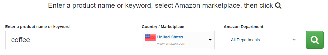 amazon keyword tool search coffee