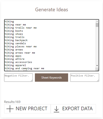 keyword sheeter generate ideas