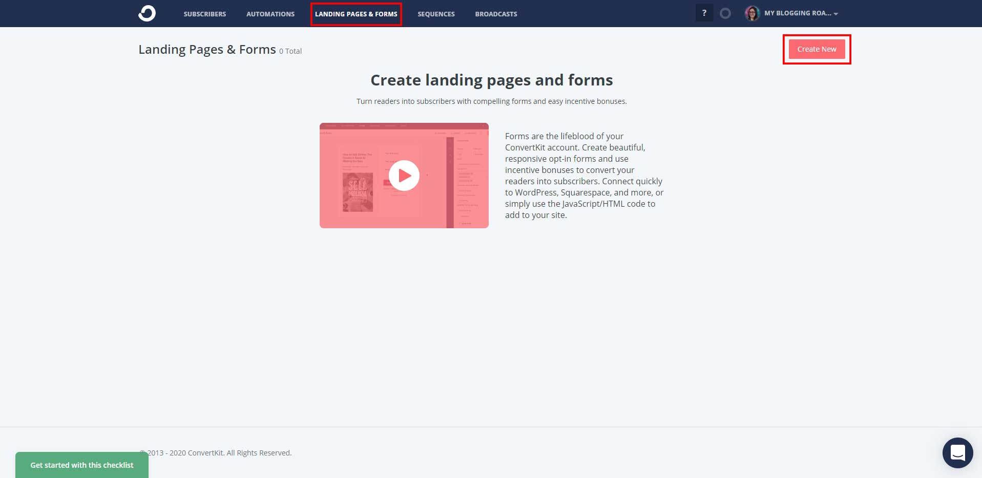 landing pages and forms