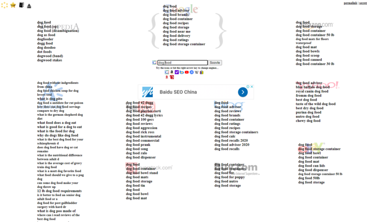 soovle keyword search dog food