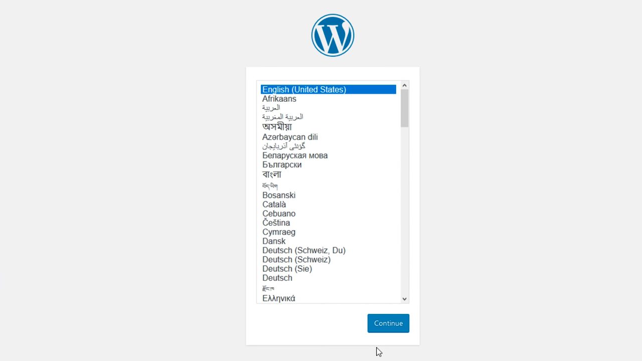 wordpress language selection