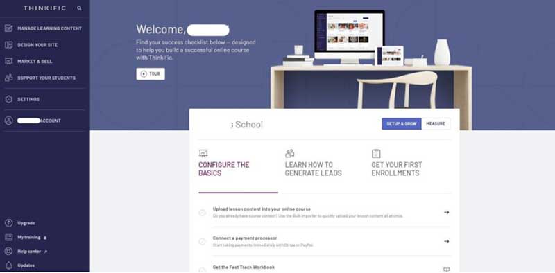Thinkific main dashboard